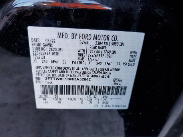 3FTTW8E98NRA52842 Ford Maverick Xl