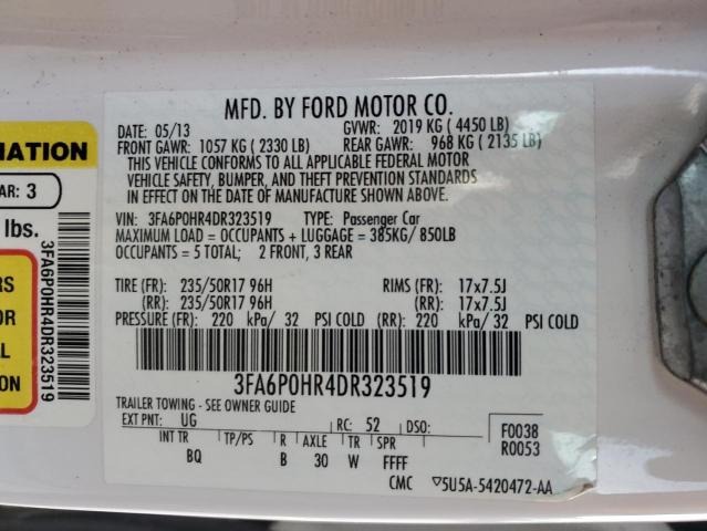 2013 Ford Fusion Se VIN: 3FA6P0HR4DR323519 Lot: 77869243