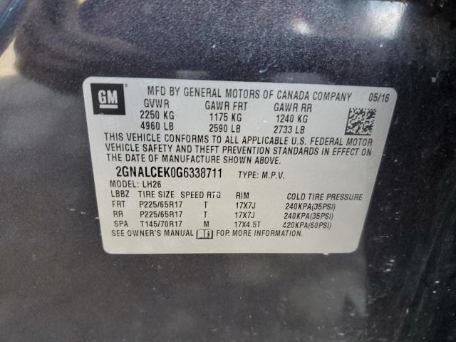 2GNALCEK0G6338711 | 2016 CHEVROLET EQUINOX LT