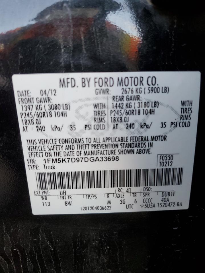 1FM5K7D97DGA33698 2013 Ford Explorer Xlt