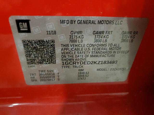 2019 CHEVROLET TRUCK - 1GCRYDED2KZ183483