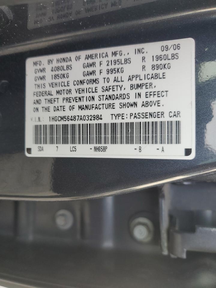 1HGCM56487A032984 2007 Honda Accord Lx