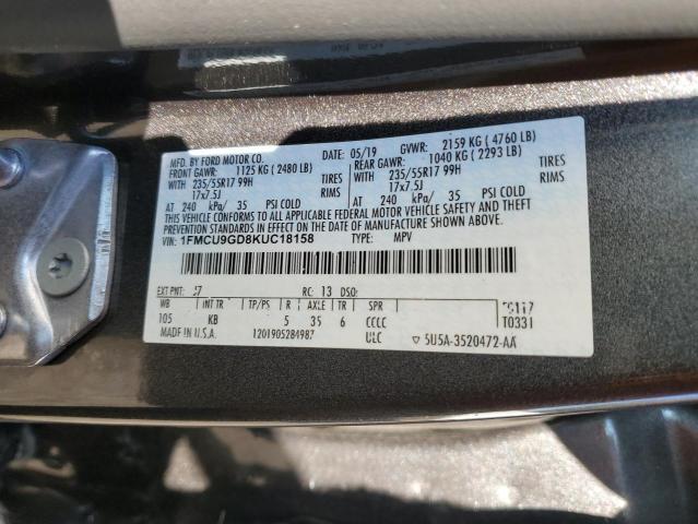 1FMCU9GD8KUC18158 2019 FORD ESCAPE, photo no. 13