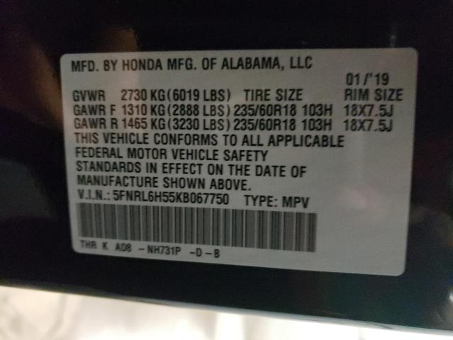 5FNRL6H55KB067750 | 2019 HONDA ODYSSEY EX