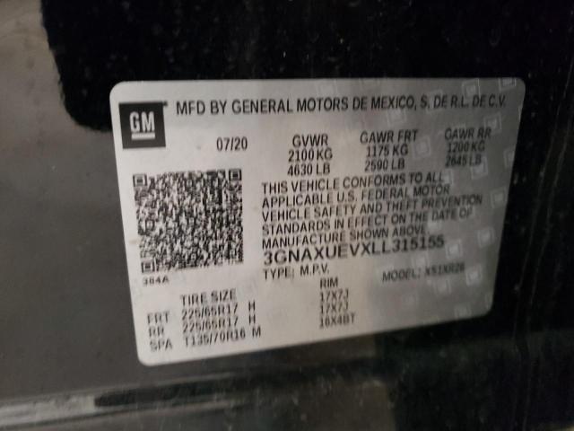 3GNAXUEVXLL315155 | 2020 CHEVROLET EQUINOX LT