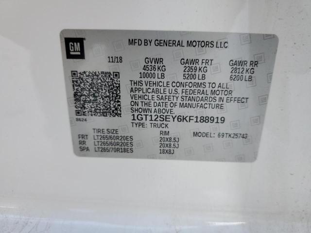 2019 GMC Sierra K2500 Denali VIN: 1GT12SEY6KF188919 Lot: 75137403