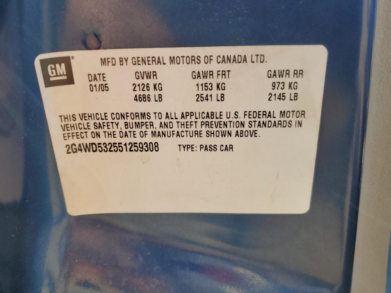 2G4WD532551259308 2005 Buick Lacrosse Cxl