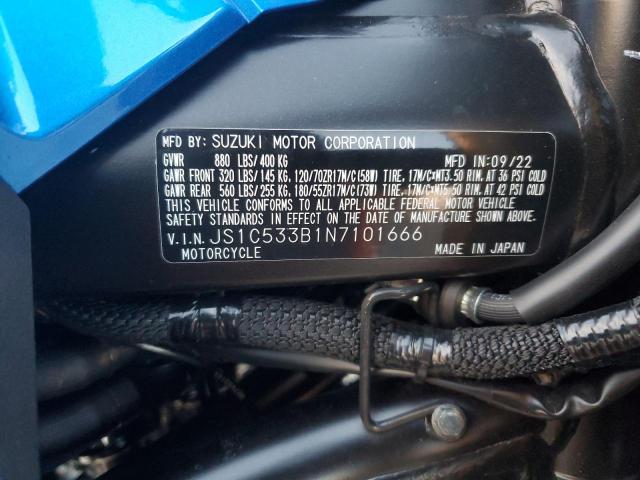 2022 SUZUKI GSX-S750 M JS1C533B1N7101666  77557213