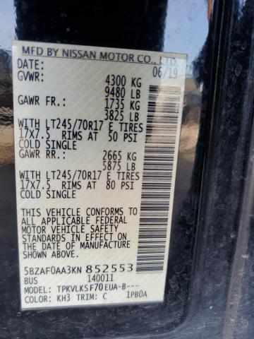 2019 NISSAN NV 3500 5BZAF0AA3KN852553