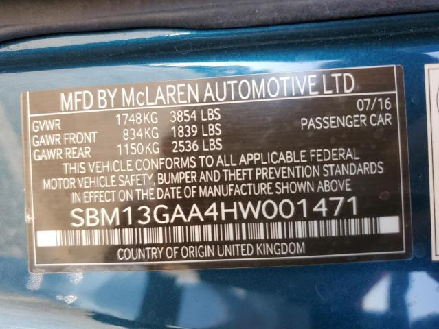2017 MCLAREN AUTOMOTIVE 570GT SBM13GAA4HW001471