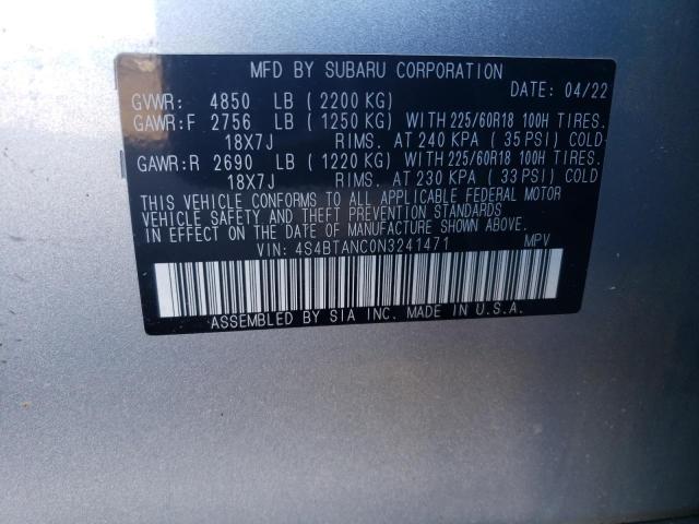 4S4BTANC0N3241471 | 2022 SUBARU OUTBACK LI