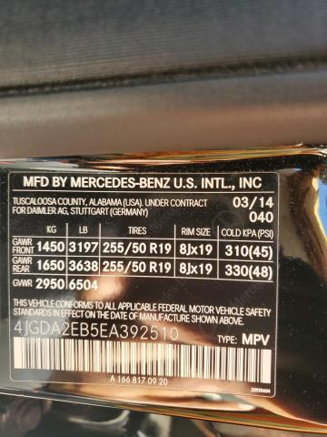 VIN 4JGDA2EB5EA392510 2014 Mercedes-Benz ML-Class, ... no.12