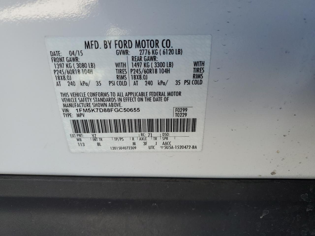 1fm5k7d88fgc50655 1FM5K7D88FGC50655 2015 Ford Explorer Xlt
