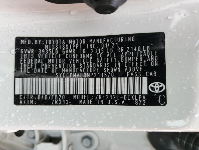 5YFEPMAE0MP211570 | 2021 TOYOTA COROLLA LE