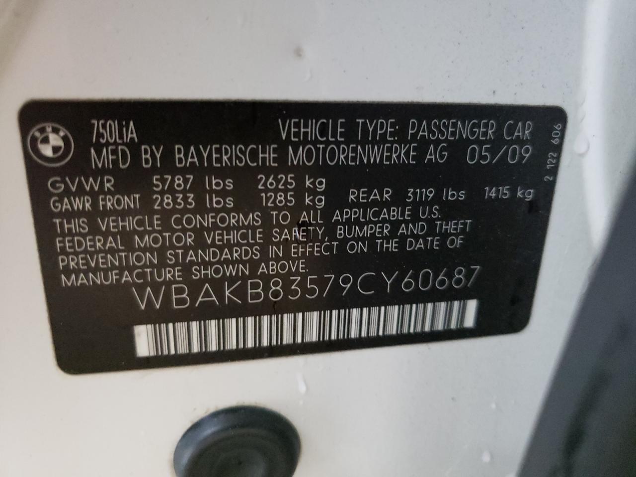 WBAKB83579CY60687 2009 BMW 750 Li