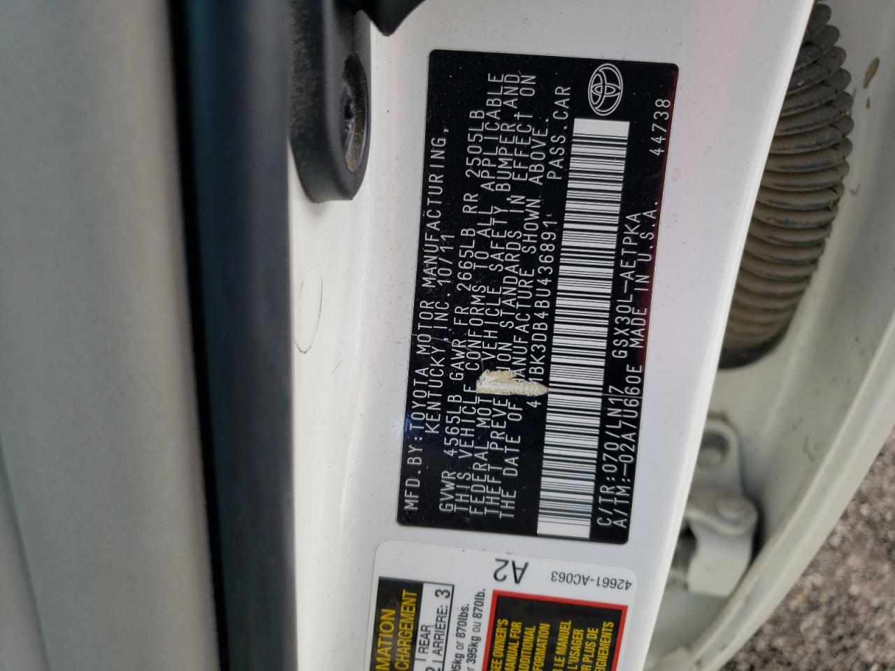 4t1bk3db4bu436891 4T1BK3DB4BU436891 2011 Toyota Avalon Base