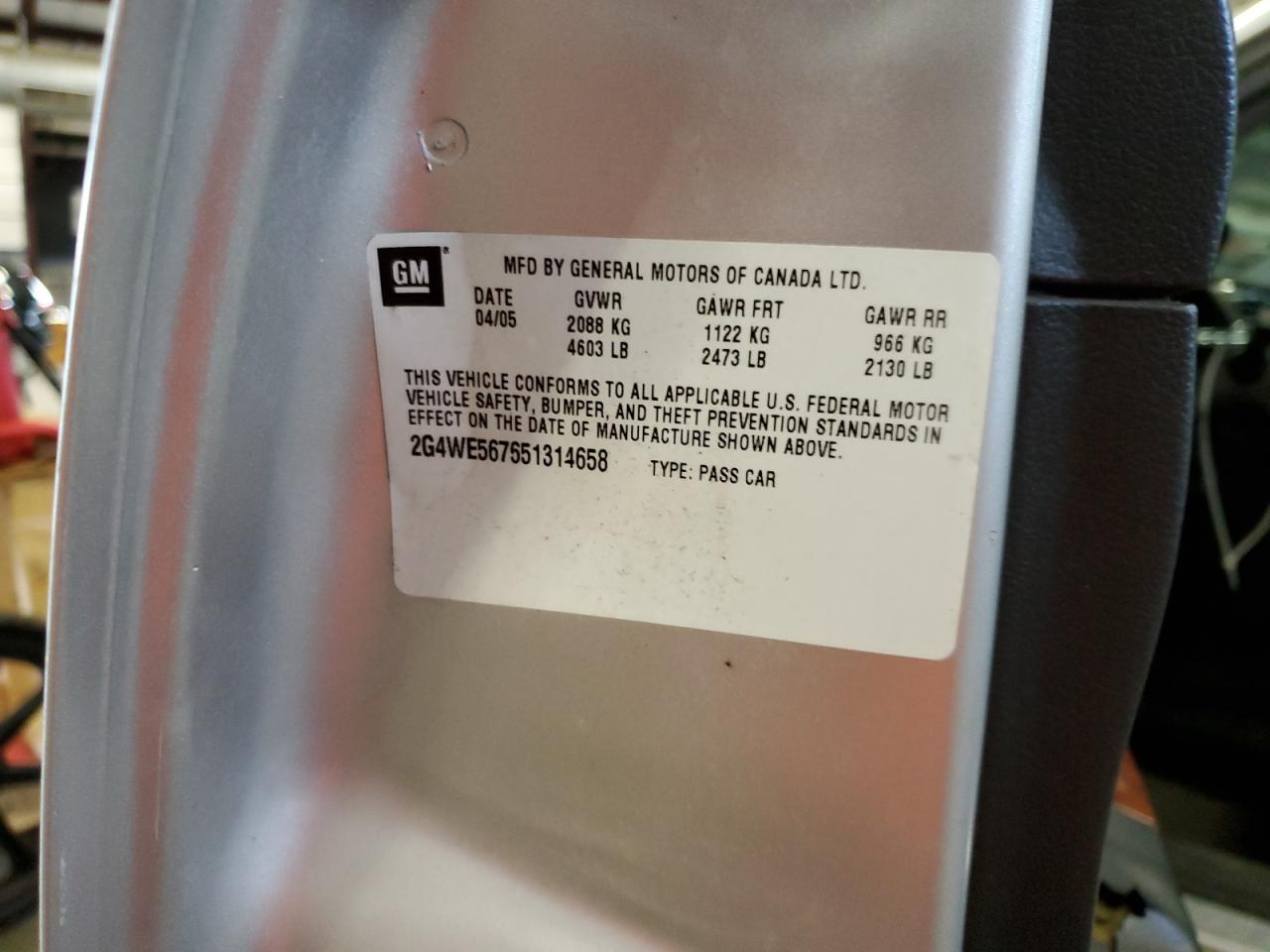 2g4we567651314658 2G4WE567651314658 2005 Buick Lacrosse Cxs