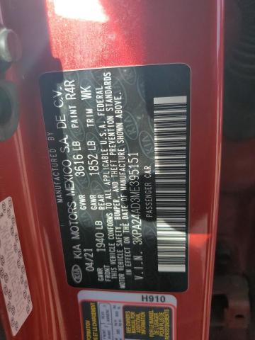 3KPA24AD3ME395151 | 2021 KIA RIO LX