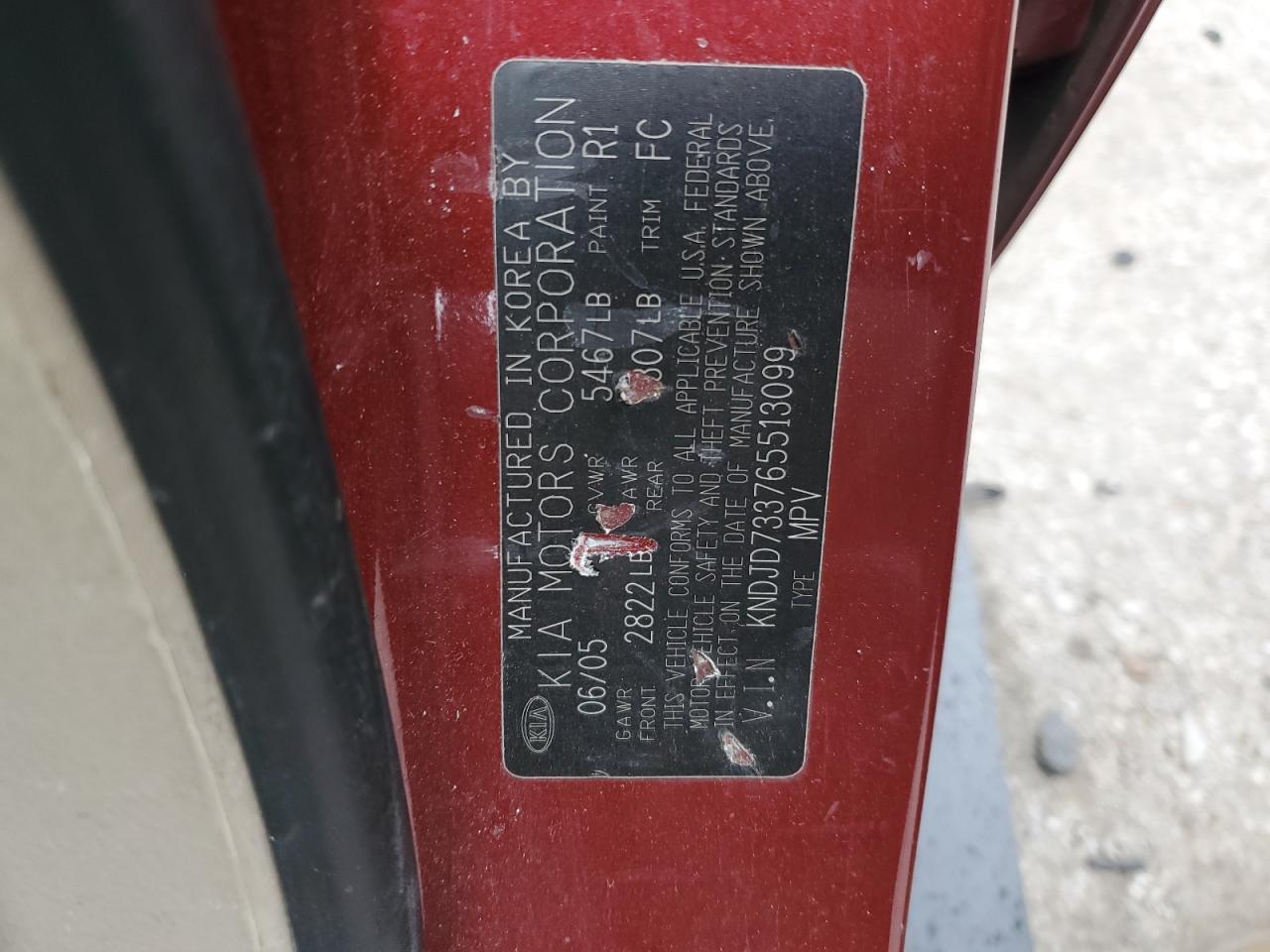 KNDJD733765513099 2006 Kia Sorento Ex