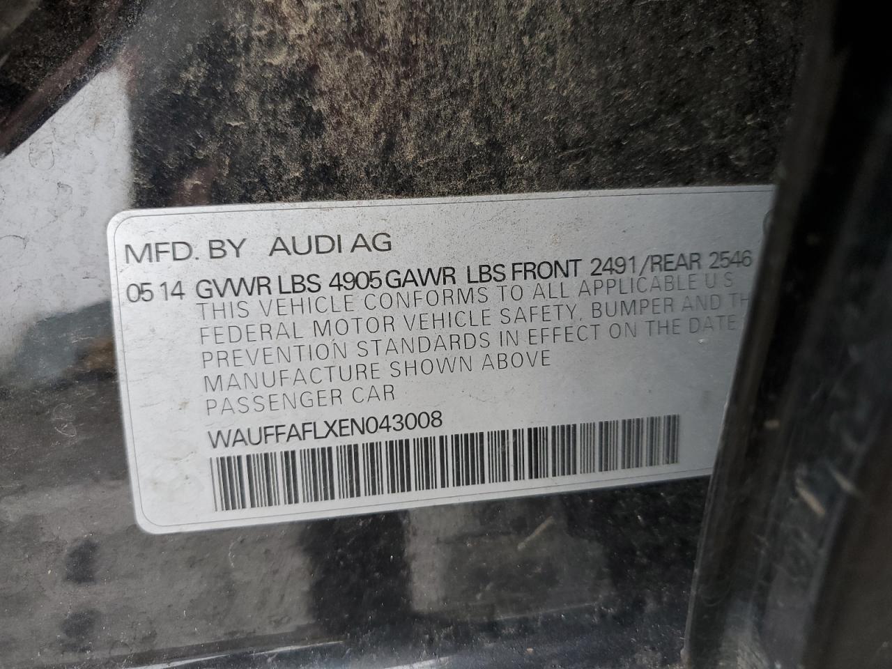 WAUFFAFLXEN043008 2014 Audi A4 Premium Plus