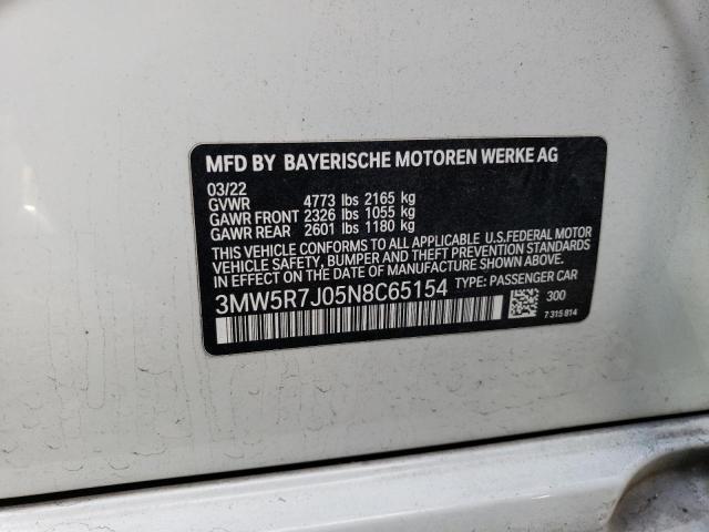 3MW5R7J05N8C65154 | 2022 BMW 330XI