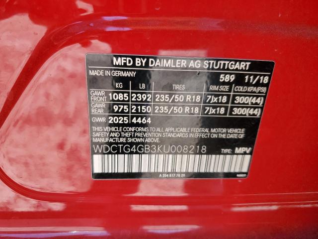 WDCTG4GB3KU008218 Mercedes-Benz GLA-Class GLA 250 4M 13