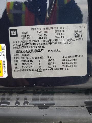 2017 CHEVROLET TRAVERSE L - 1GNKRFED5HJ204867