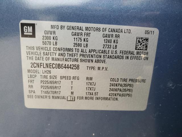 2CNFLNEC0B6444258 2011 Chevrolet Equinox Lt