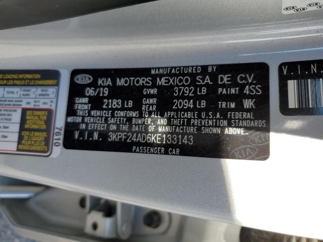 3KPF24AD6KE133143 | 2019 KIA FORTE FE