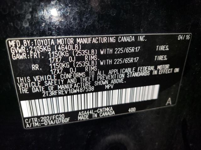 2016 TOYOTA RAV4 4D 4W - 2T3RFREV1GW487598