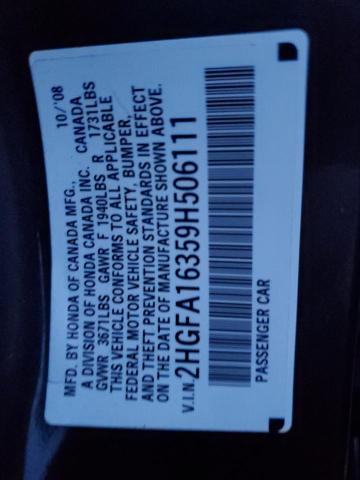 2009 Honda Civic Vp VIN: 2HGFA16359H506111 Lot: 76960203