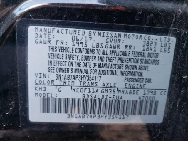 3N1AB7AP3HY354117 | 2017 NISSAN SENTRA S