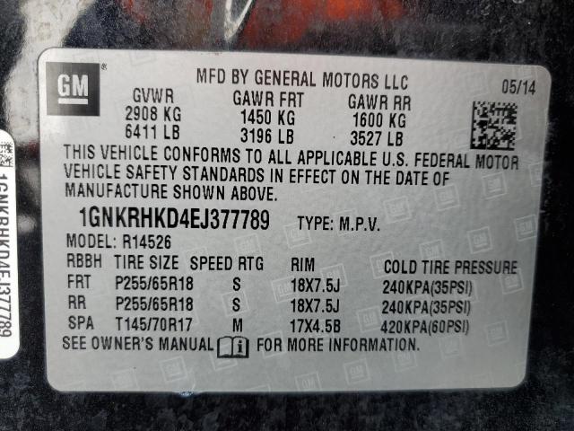 1GNKRHKD4EJ377789 | 2014 CHEVROLET TRAVERSE L