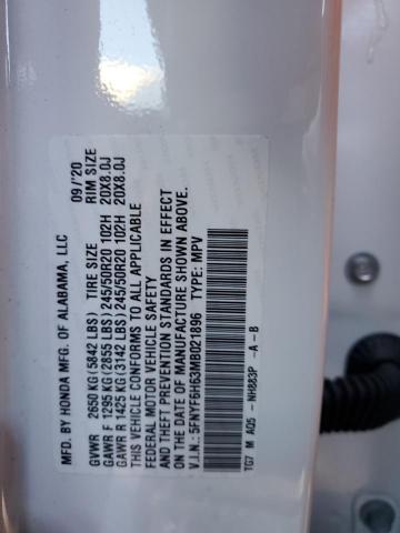 5FNYF6H63MB021896 Honda Pilot Touring