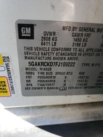 2015 BUICK ENCLAVE 5GAKRCKD7FJ109222