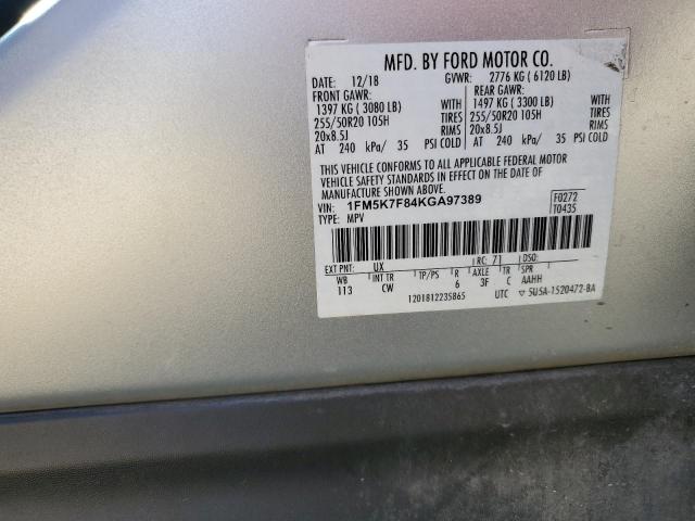 1FM5K7F84KGA97389 Ford Explorer Limited