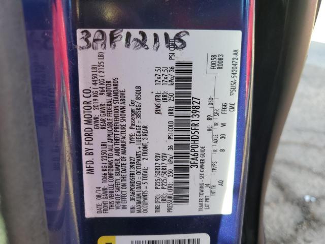 3FA6P0HD5FR139827 Ford FUSION SE