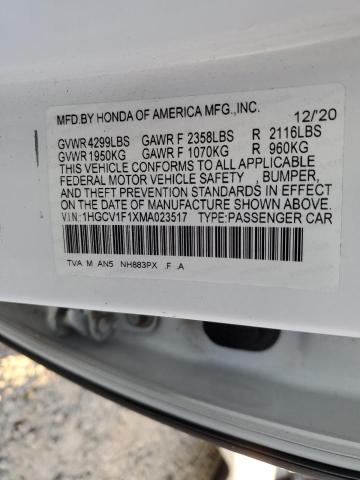 1HGCV1F1XMA023517 | 2021 HONDA ACCORD LX