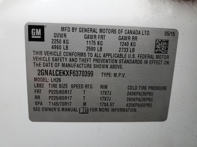 2GNALCEKXF6370399 | 2015 Chevrolet equinox lt