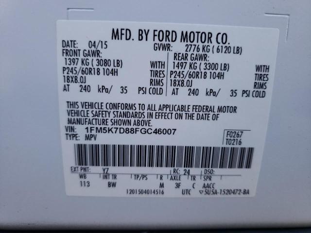 1FM5K7D88FGC46007 Ford EXPLORER XLT