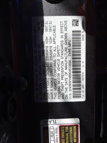 2HKRW1H85KH510694 | 2019 Honda cr-v exl