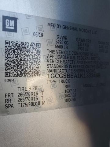 2019 CHEVROLET COLORADO - 1GCGSBEA1K1333469