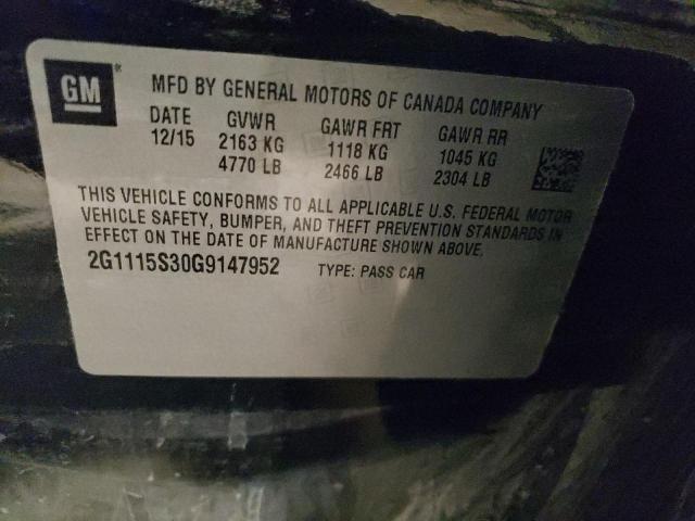 2016 Chevrolet Impala Lt VIN: 2G1115S30G9147952 Lot: 76871583