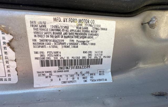 2MEFM75V18X623599 | 2008 Mercury grand marquis ls