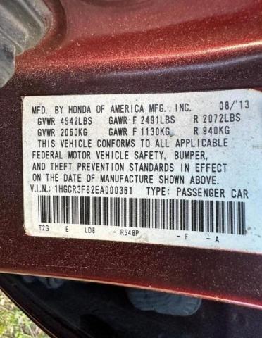 1HGCR3F82EA000361 Honda ACCORD EXL
