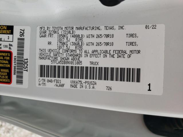 5TFLA5DB8NX011085 Toyota Tundra Crewmax Sr