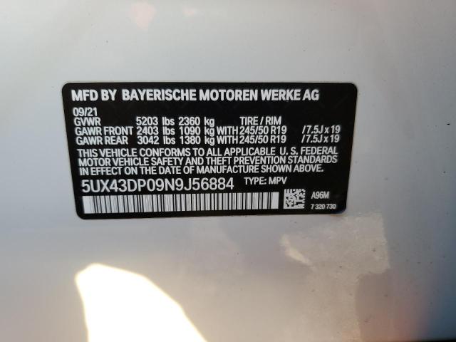 5UX43DP09N9J56884 | 2022 BMW X3 SDRIVE3