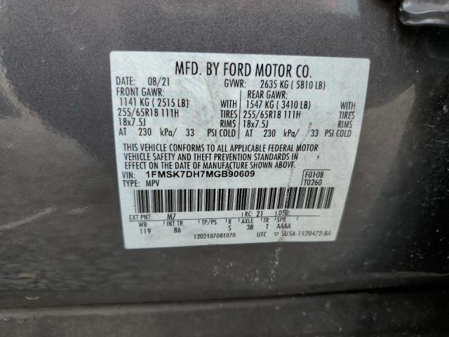 1FMSK7DH7MGB90609 | 2021 FORD EXPLORER X