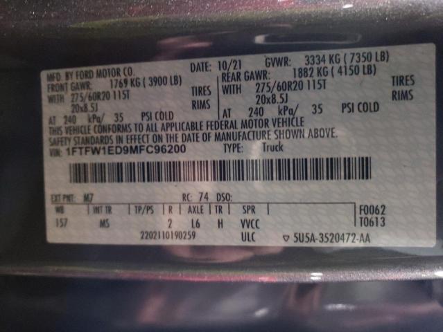 2021 FORD F150 SUPER - 1FTFW1ED9MFC96200