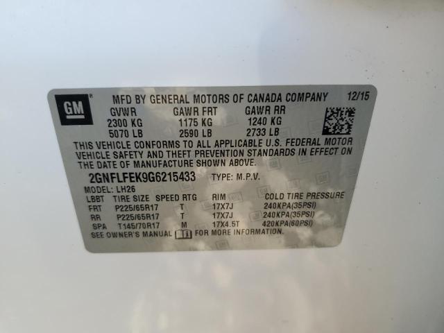 2GNFLFEK9G6215433 | 2016 CHEVROLET EQUINOX LT